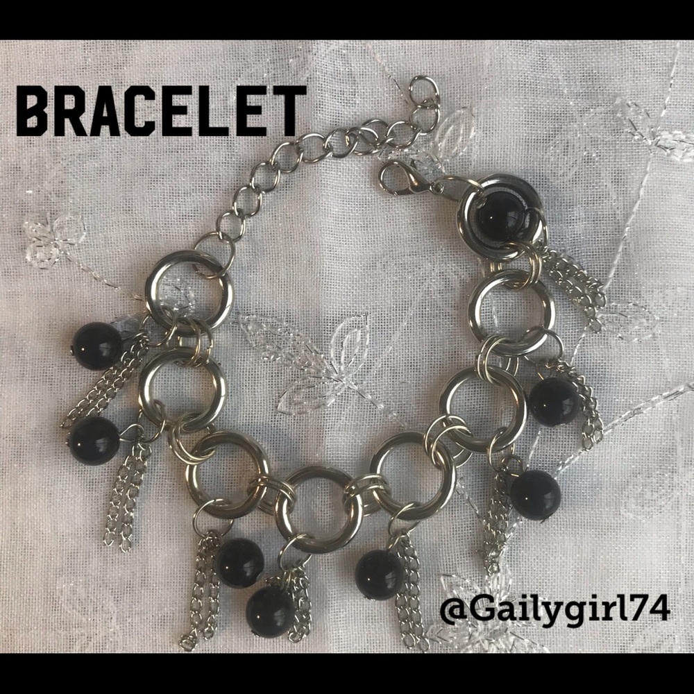 4 For $20 Silver Strings and Black Beads Circle Bracelet